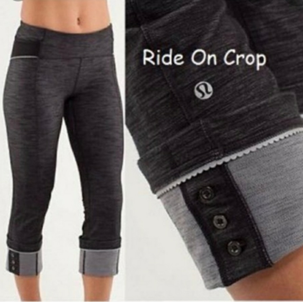 Lululemon Ride On Crop Size 4 Black Denim Slub